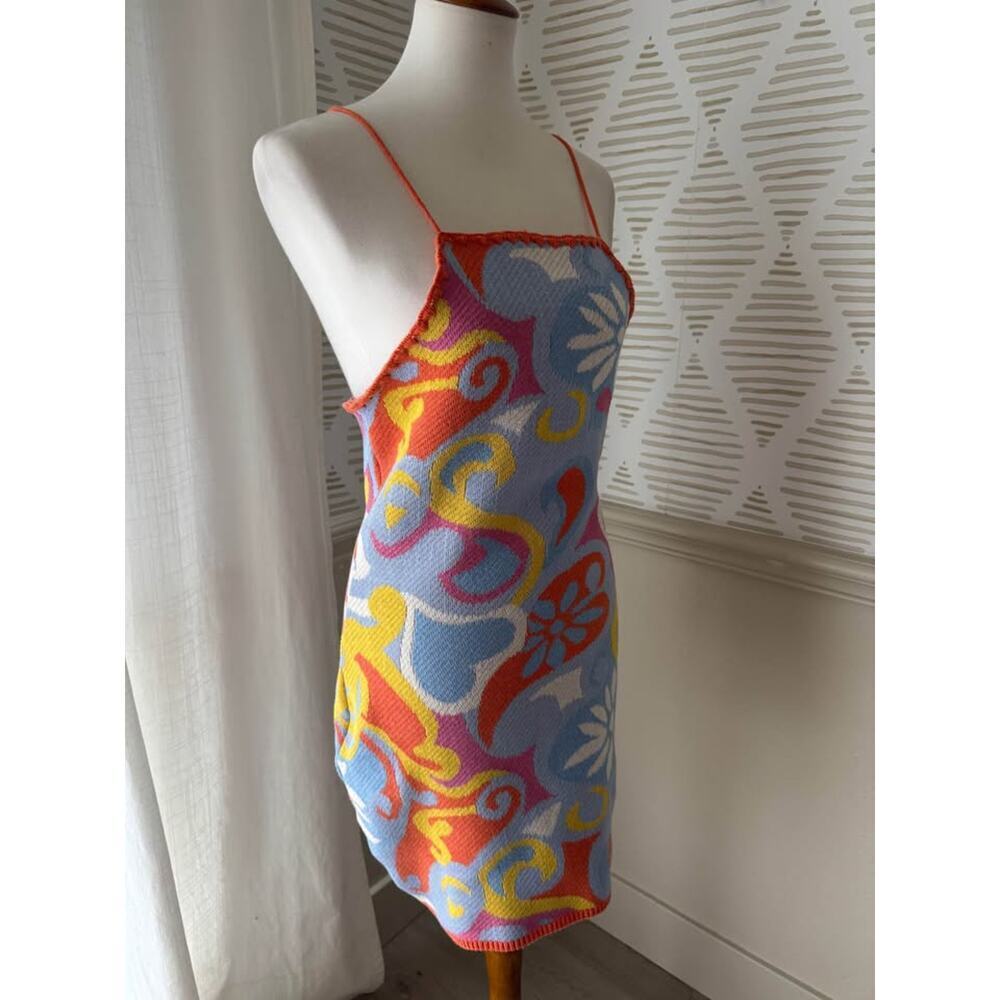 OM Maribetza Women’s Size Large/XL Multicolor Halter Knit Curvy Mini Dress - Picture 5 of 8